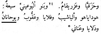 I Chronicles 3:24 showing Y&ucirc;hanan